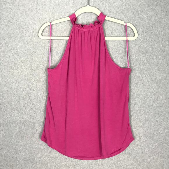 Green Envelope Tank Top Small Pink Halter Ruffle Flowy Soft Stretch Modal Resort - Picture 1 of 8
